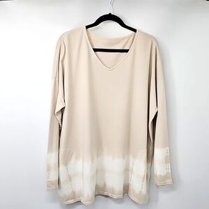 Pure Jill 100% Cotton Vneck Tie Dye Beachy Tunic Top w Rounded Side‎ Pockets